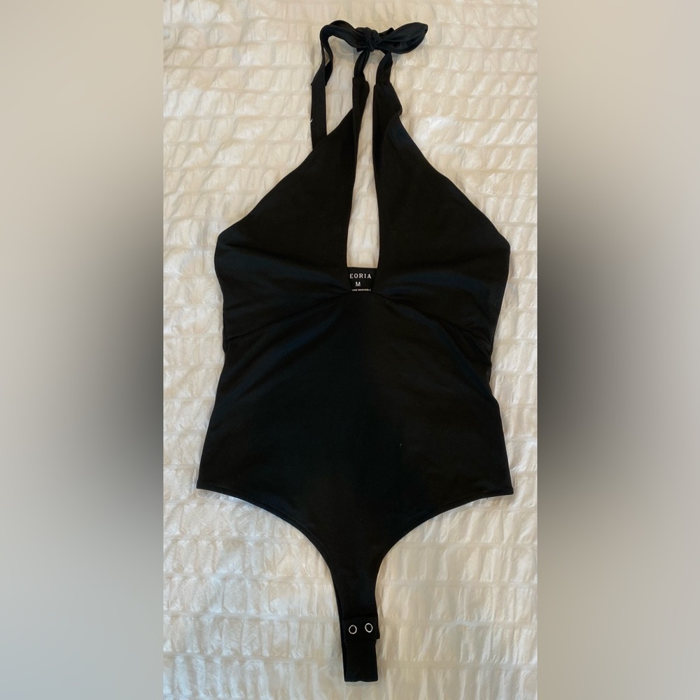 ReoRia Black Halter Bodysuit
